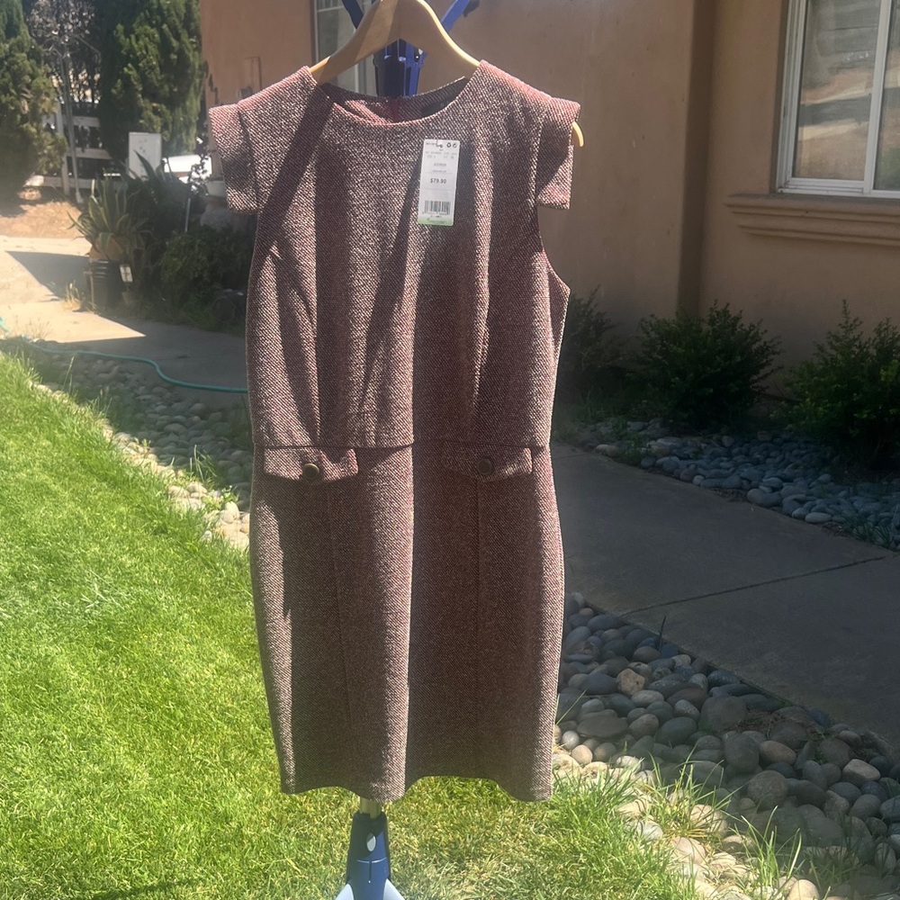 New Mango Dress- Soft structured stretch material. Elegant Sleeveless in tweed